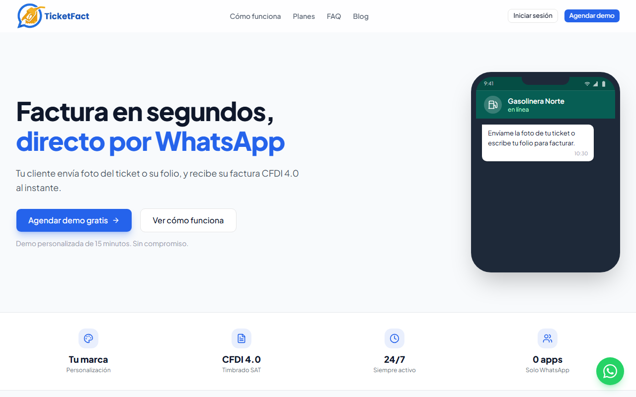 TicketFact: facturación CFDI 4.0 por WhatsApp para gasolineras